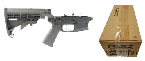 KE Arms KE-9 Billet Complete 9mm Lower - Black | M4 Buttstock | Xtech Grip | SLT Trigger | Ambi Selector | Ambi Mag Catch Bundled w/ One PMC Bronze 9mm Luger Handgun Ammo - 115 Grain | FMJ | 1 Case (20 boxes)