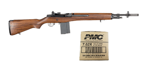 Bula Defense Paratrooper M14 Rifle - Walnut | .308 Win | 19" Barrel Bundled w/ PMC X-TAC 7.62NATO Rifle Ammo - 147 Grain | FMJ-BT | 1 Case (25 Boxes)
