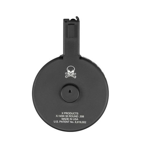 X Products X-14 50 Round Drum Magazine for M1A & M14 - Black | Skeletonized