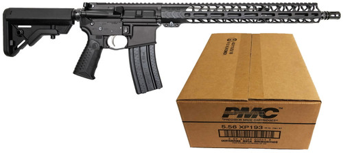 Battle Arms Development Forged WORKHORSE Patrol Carbine AR Rifle - Hard Anodized Black | 5.56NATO | 16" Barrel | 15" M-LOK Free-Float Rail | B5 Stock | Nickel Teflon Trigger &  PMC X-TAC 5.56NATO Rifle Ammo - 55 Grain | FMJ-BT | 1 Case (50 boxes)