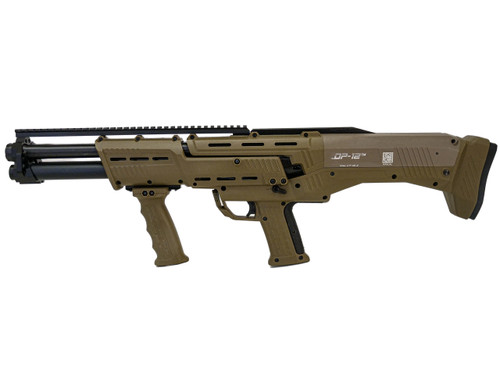 Standard Manufacturing DP-12 Pump Shotgun - FDE | 12ga | 18 7/8" Double Barrel | 14rd | Ambidextrous safety and slide release