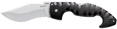 Cold Steel CS21ST Spartan  4.50" Folding Plain Stone Washed Japanese AUS-10A SS Blade/Black Griv-Ex w/Steel Liners Handle Includes Pocket Clip