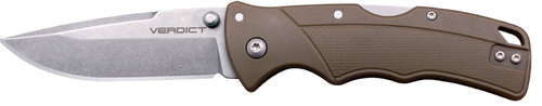Cold Steel CSFLC3SPSSFDEZ Verdict  EDC 3" Tanto Plain Folding 4116 Krupp SS Blade Flat Dark Earth Textured, GFN Handle