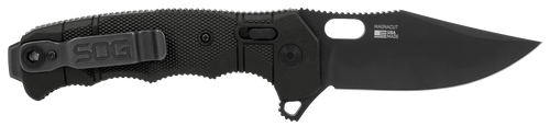 S.O.G SOG12211357 Seal XR 3.90" Folding Clip Point Plain Black MagnaCut Blade, Black Textured GRN/Titanium Handle