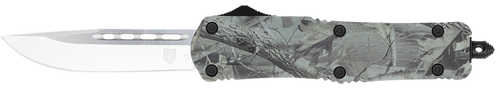 CobraTec Knives MWDFS3DNS FS-3  Medium 3" OTF Drop Point Plain D2 Steel Blade, 4.50" Woodland Camo Aluminum Alloy Handle
