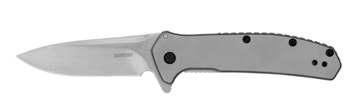Kershaw  Outcome  2.80" Folding Clip Point Plain Stonewashed 8Cr13MoV SS Blade/Bead Blasted Stainless Steel Handle Includes Pocket Clip