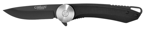 Camillus 19640 Cirque  2.75" Folding Drop Point Plain Black AUS-8 Carbonitride Titanium Blade, Black G10 Handle