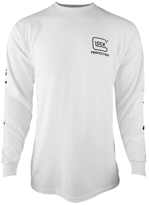 Glock AP96092 Perfection Long Sleeve Tee White Pre-Shrunk Cotton Long Sleeve Small