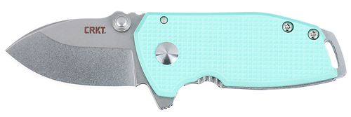 CRKT 2485B SQUID  Compact 1.75" Folding Drop Point Plain Stonewashed D2 Steel Blade, Blue G10/SS Handle