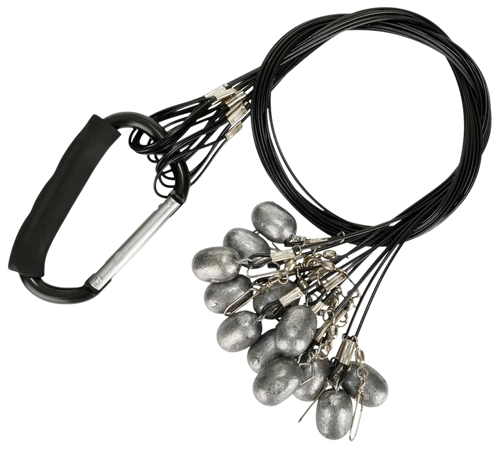 Drake Waterfowl DA9000048004 Texas Rig Package Set 48" Black Coated Steel Wire, 4 oz Lead Weight, Metal Cable Crimps, Includes Carabiner (12 Pack)