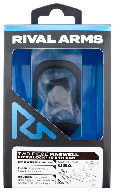Rival Arms RARA70G221A Two Piece Magwell  Compatible w/Glock 19 Gen5, Black Anodized Aluminum