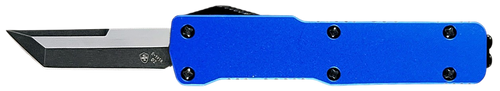 Templar Knife  Premium LW  Micro 1.85" OTF Tanto Plain Black Oxide Stonewashed Powder Coated D2 Steel Blade, 3.50" Blue Anodized Aluminum Handle, California Legal