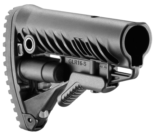 FAB Defense FXGLR16B GLR-16  Buttstock for AR-15/ M16/ M4 Fixed Storage Compartment & Anti-Rattle Mechanism Black Polymer