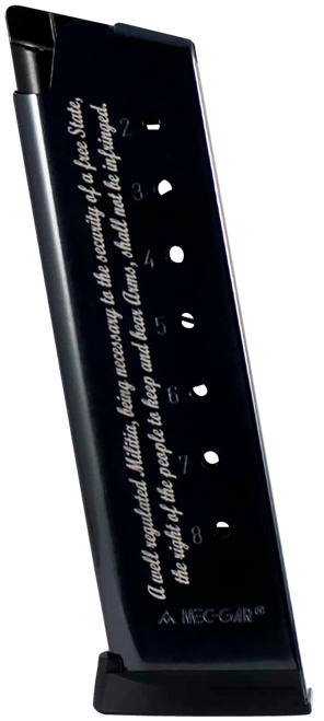 Mec-Gar MGCG45082A Standard  8rd 45 ACP Fits 1911 Government Blued w.2nd Amendment Engraving Carbon Steel