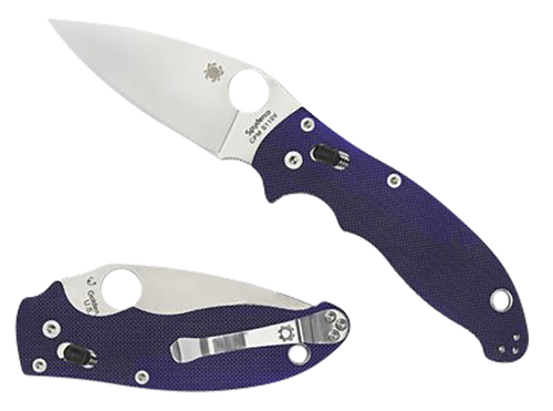 Spyderco C101GPDBL2 Manix 2  3.37" Folding Plain Satin CPM S110V Blade/Dark Blue Textured G10 Handle Includes Pocket Clip