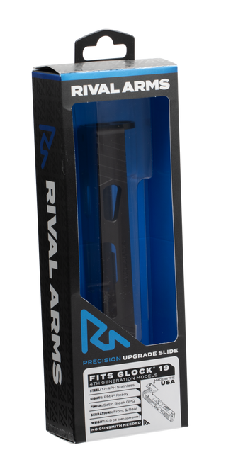 Rival Arms RA10G204A Precision Slide A1 QPQ Black 17-4 Stainless Steel with Front/Rear Serrations & RMR Optic Cut for 9mm Luger Glock 19 Gen4