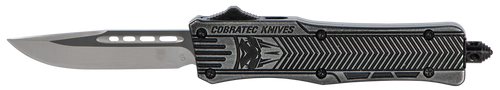 CobraTec Knives SSWCTK1SDNS CTK-1  Small 2.75" OTF Drop Point Plain D2 Steel Blade/Black Stonewashed Aluminum Handle Features Glass Breaker Includes Pocket Clip