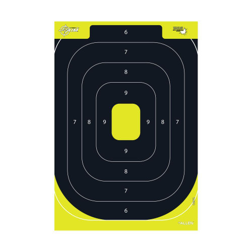 Allen EZ Aim Splash Reactive Paper Target IPSC Silhouette 12.5"x18.25" Yellow and Black 30 per Pad