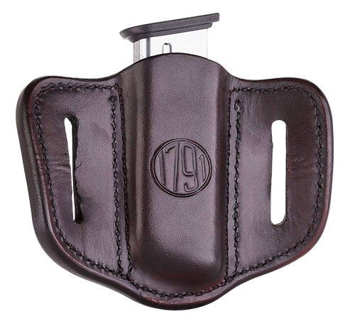 1791 Gunleather MAG11SBRA MAG1.1 Single Mag Holster Signature Brown Leather Belt Slide Compatible w/ Single Stack Ambidextrous