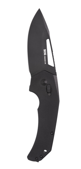 S.O.G SOG12250157 Prohen XR 3.35" Folding Drop Point Plain Black TiNi Cryo D2 Steel Blade, Black Textured G10 Handle