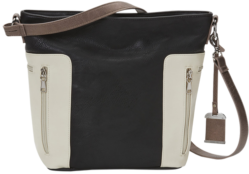 Bulldog BDP070 Hobo Purse w/Holster Black w/Tan Trim PU Leather Most Sm Pistols & Revolvers Ambidextrous Hand