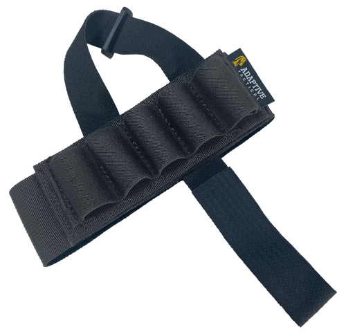 ADAPTIVE TACTICAL AT06400 Stock Mounted Shell Carrier  5rd Shotshells Removable Black Nylon Non Slip Loops Adj. Stock Fit