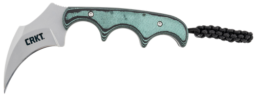 CRKT 2389 Keramin  2.31" Fixed Plain Bead Blasted 5Cr15MoV SS Blade/ Green Contoured Resin Infused Fiber Handle Includes Lanyard/Sheath