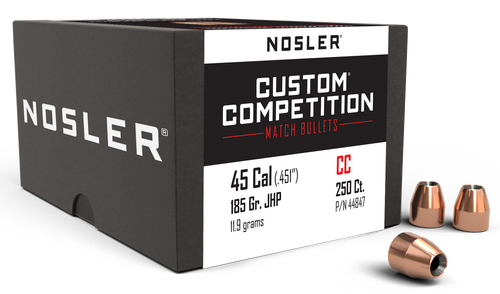 Nosler 44847 Custom Competition 45Cal 185gr Jacketed Hollow Point 250/Box