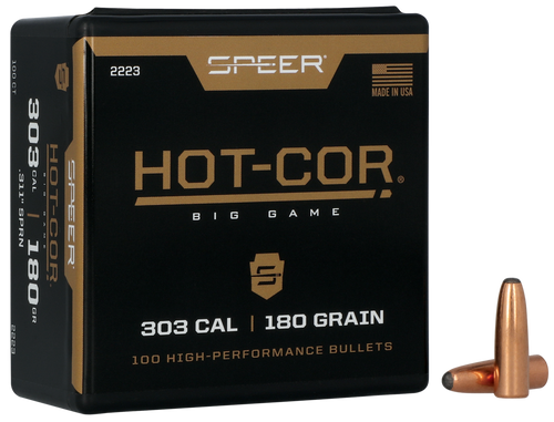 Speer 2223 Hot-Cor  303Cal 180gr Soft Point Round Nose 100 Per Box/5 Case