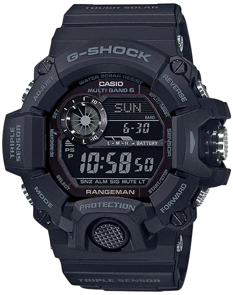 G-shock/vlc Distribution GW94001B G-Shock Tactical Rangeman Keep Time Blackout Size 145-215mm Features Digital Compass