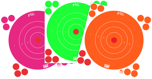 Pro-Shot 8BFL6COMBO SplatterShot  8" Bullseye Self-Adhesive Orange/Pink/Green 6 Pack