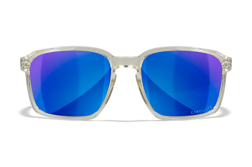 Wiley X AC6ALF09 Alfa  M/L Blue Mirror Lens Polycarbonate Gloss Clear Crystal Frame Frame