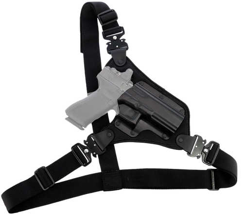 Galco HR872RB  Chest Holster Fits chests to 58" Black Hybrid Kydex/Nylon Fits Glock 17Gen 3-5