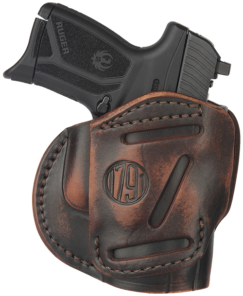 1791 Gunleather 3WH4VTGA 3-Way  IWB/OWB Size 04 Vintage Leather Belt Loop Fits Springfield XD Fits Walther PPS Fits Springfield XDS Fits Taurus G2C Ambidextrous Hand