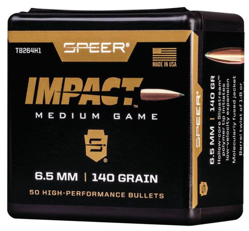Speer Impact Medium Game Rifle Bullets 6.5mm 140gr TIPPED PLATED CB 50/rd