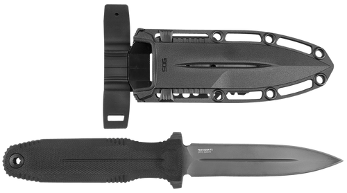 S.O.G SOG17610157 Pentagon FX 4.77" Fixed Spear Point Plain Black Titanium Nitride Cryo CPM S35VN Blade/G10 Blackout Handle