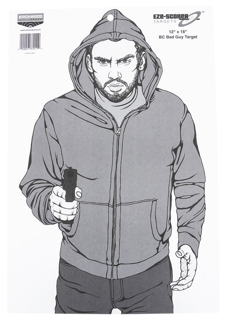 Birchwood Casey 37034 EZE-Scorer  Silhouette Paper Hanging 23" x 35" Black/Gray/White 100 Per Pkg