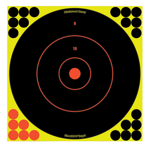 Birchwood Casey 34022 Shoot-N-C Reactive Target Self-Adhesive Paper Black/Yellow/Red 12" Bullseye 12 Pack