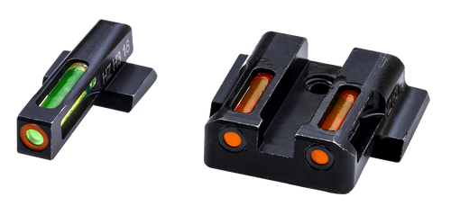 HiViz MPSN621 LiteWave H3 Sight Set for S&W Shield Green Tritium Orange Outline Front Sight-Orange Fiber Optic Rear Sight