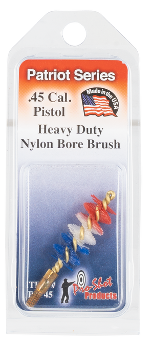Pro-Shot PSP45 Patriot Series Bore Brush .45 Cal Pistol #8-32 Thread Nylon Bristles Brass Core