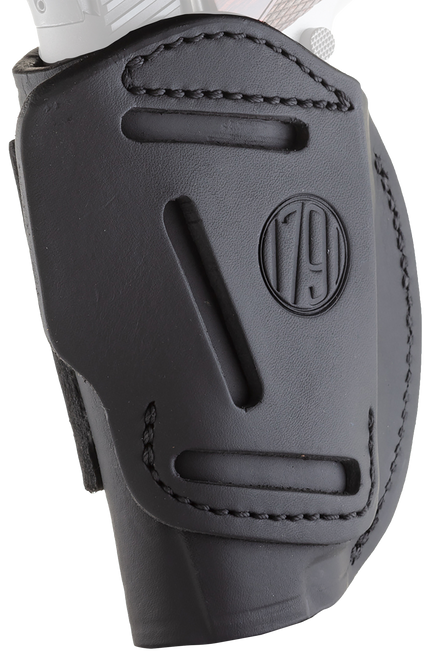 1791 Gunleather 4WH1SBLR 4-Way  IWB/OWB 01 Stealth Black Leather Belt Clip Fits 3-4" Barrel 1911