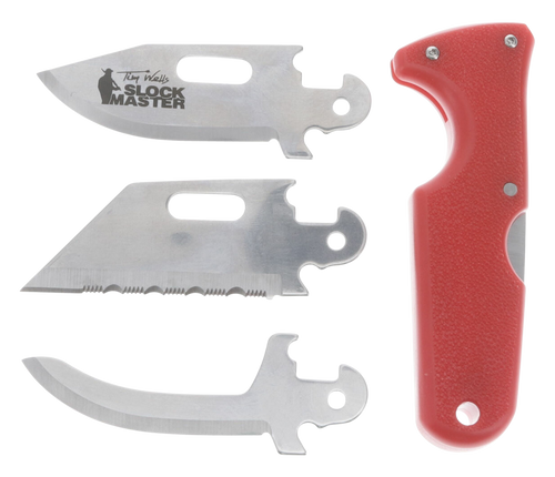 Cold Steel CS40ATZ Click-N-Cut Slock Master 2.50" Fixed Caping/Clip/Utility Plain/Serrated Satin 420J2 SS Blade Red Textured ABS Handle Includes Sheath
