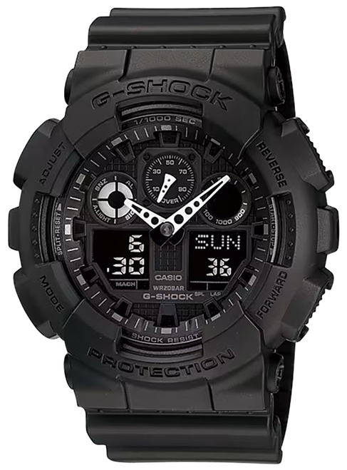 G-shock/vlc Distribution GA1001A1 G-Shock Tactical XL 52mm Keep Time Black Features Stopwatch/Speedometer
