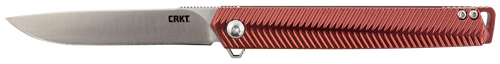 CRKT K820BXP Stylus  3.18" Folding Drop Point Plain Satin 12C27 Sandvik Blade/Maroon Aluminum Handle Includes Pocket Clip
