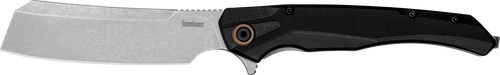 Kershaw 2078 Strata  4" Folding Cleaver Plain Stonewashed D2 Steel Blade, Black Bead Blasted G10/SS Handle