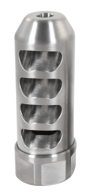 American Precision Arms G2F5838S Gen 2 Fat Bastard Self Timing Brake Stainless Steel with 5/8"-24 tpi Threads, 3.30" OAL & 1.115" Diameter for 338 Cal Rifle