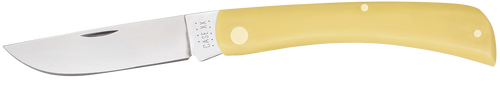 Case 00038 Sod Buster  Folding Skinner Plain Tumble Polish Carbon Steel Blade/Smooth Yellow Synthetic Handle