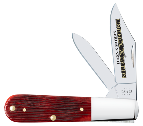 Case 12214 Barlow Limited Edition XXXVII Folding Clip Point/Pen Plain Mirror Polished w/Engraving Tru-Sharp SS Blade, Jigged Old Red Bone/SS Handle