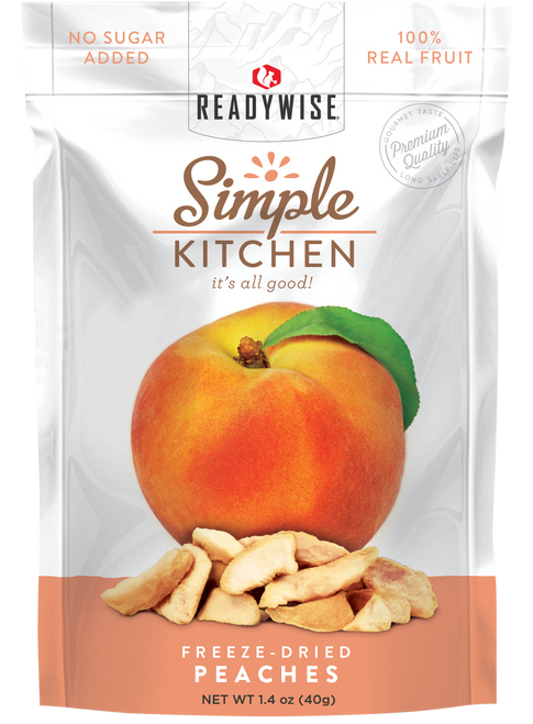 ReadyWise SK05008 Simple Kitchen Freeze Dried Fruit Peaches 1 Serving Pouch 6 Per Case