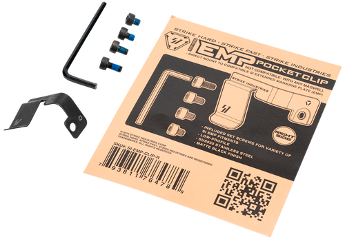 Strike Industries EMPCLIPR Magazine Pocket Clip  Stainless Steel Black for SI EMP Mag Extension Right Hand